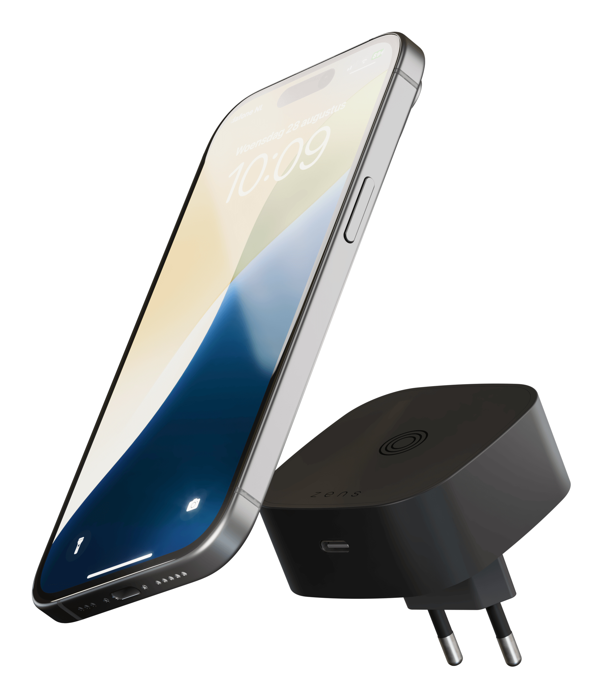 Zens Essential Series Magnetischer Kabelloser Ladeadapter für die Steckdose 18W USB-C Qi2 Schwarz