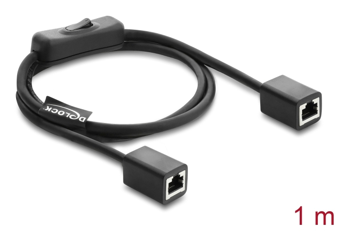 Delock CAT 6 F/UTP Netzwerkkabel RJ-45 Buchse zu Buchse mit Schalter 1 m Schwarz