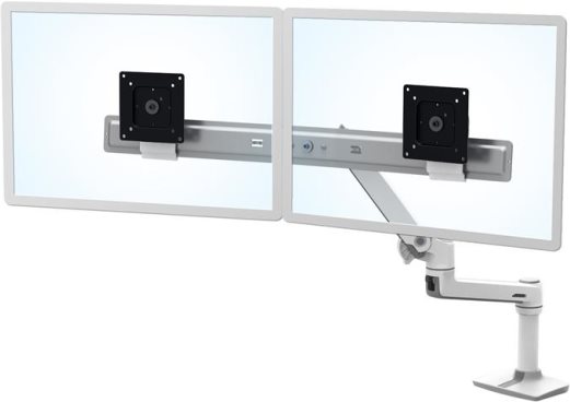 ERGOTRON LX Dual Direct Monitor Arm in Weiß - Monitor Tischhalterung mit patentierter CF-Technologie für 2 Bildschirme bis 68,60cm (27") , 33cm Höhenverstellung, VESA Standard und 
