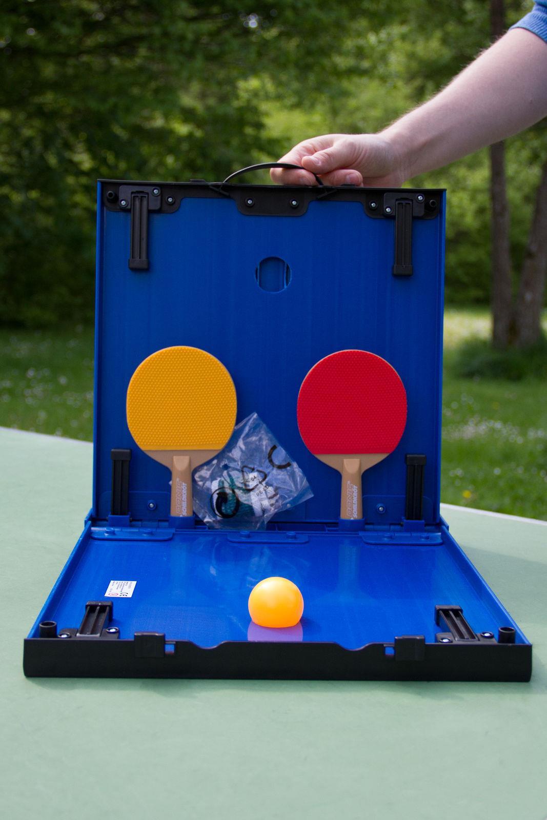 Donic Schildkröt Mini-Tischtennis Tisch-Set, zusammenklappbar, Kunststoff, Blau