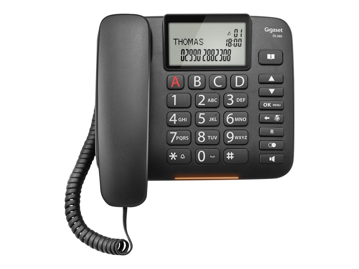Gigaset DL380 Analoges Telefon mit Schnur Schwarz
