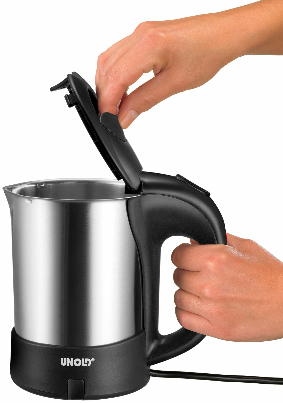 UNOLD 18575 Reiseblitzwasserkocher 0,5 L 1 kW Edelstahl/Schwarz
