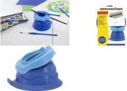 EBERHARD FABER Wasserbecher WINNER, blau aus Silikon, Pinselablage aus 50% recyceltem Kunststoff, - 1 Stück (579936)