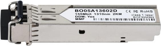 BlueOptics SFP Fast Ethernet, MM, 100FX, 2km, 1310nm, 155Mbps, LC dplx, DDM Hersteller: CBO (BO05A13602D-BO)