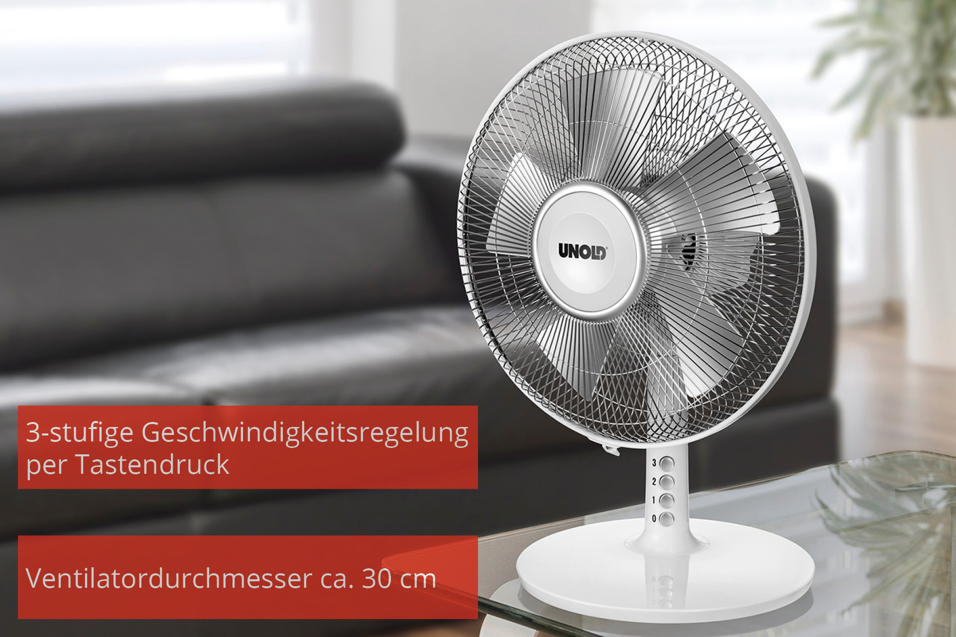 Unold Silverline 86815 Tischventilator 30 cm 40 W Silber, Weiß