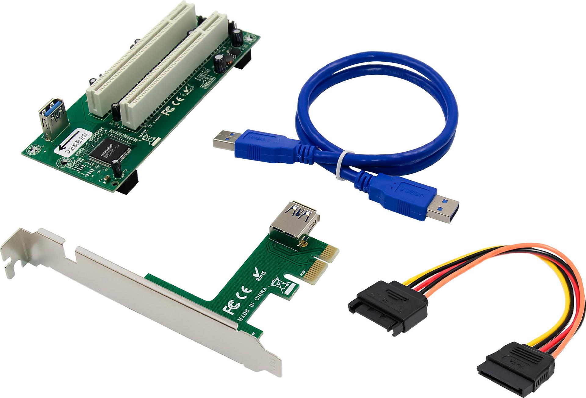 InLine Schnittstellenkarte PCIe x1 zu 2x PCI 32-Bit inkl. 60 cm Kabel (76619K)