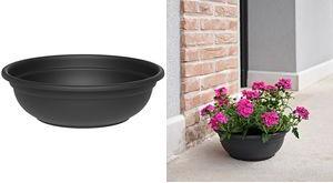 tera Pflanzschale "Ebla", Durchmesser: 440 mm, anthrazit aus recyceltem Kunststoff, robust und stabil, flaches - 1 Stück (33167044005)