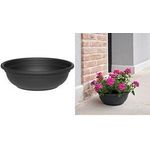 tera Pflanzschale "Ebla", Durchmesser: 440 mm, anthrazit aus recyceltem Kunststoff, robust und stabil, flaches - 1 Stück (33167044005)