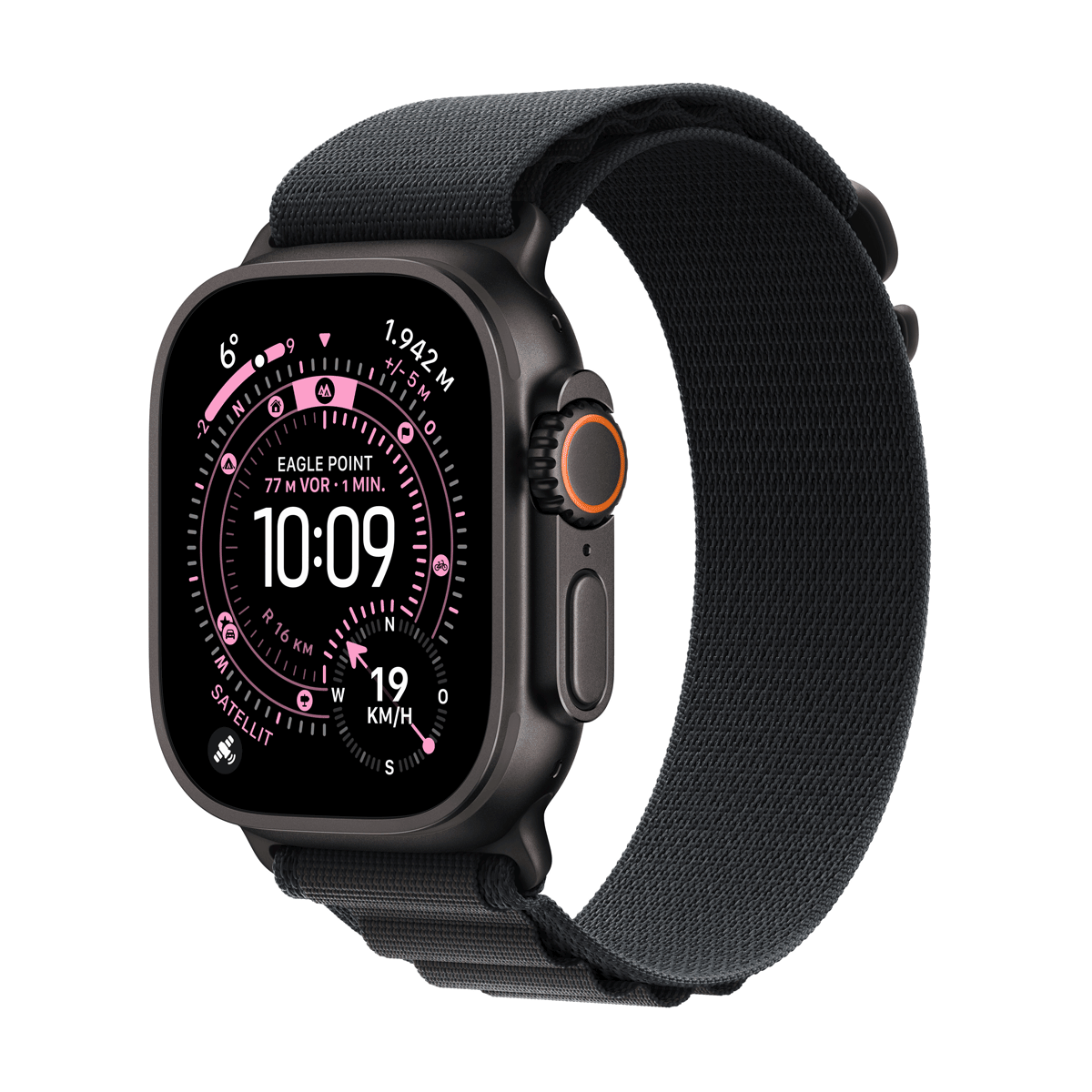 Apple Watch Ultra 3 Titanium Cellular 49mm Schwarz (Alpine Loop schwarz) Medium (MF0V4QF/A)