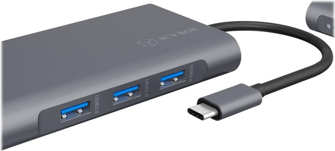 ICY BOX IB-DK4040-CPD Dockingstation USB-C Schwarz, Anthrazit