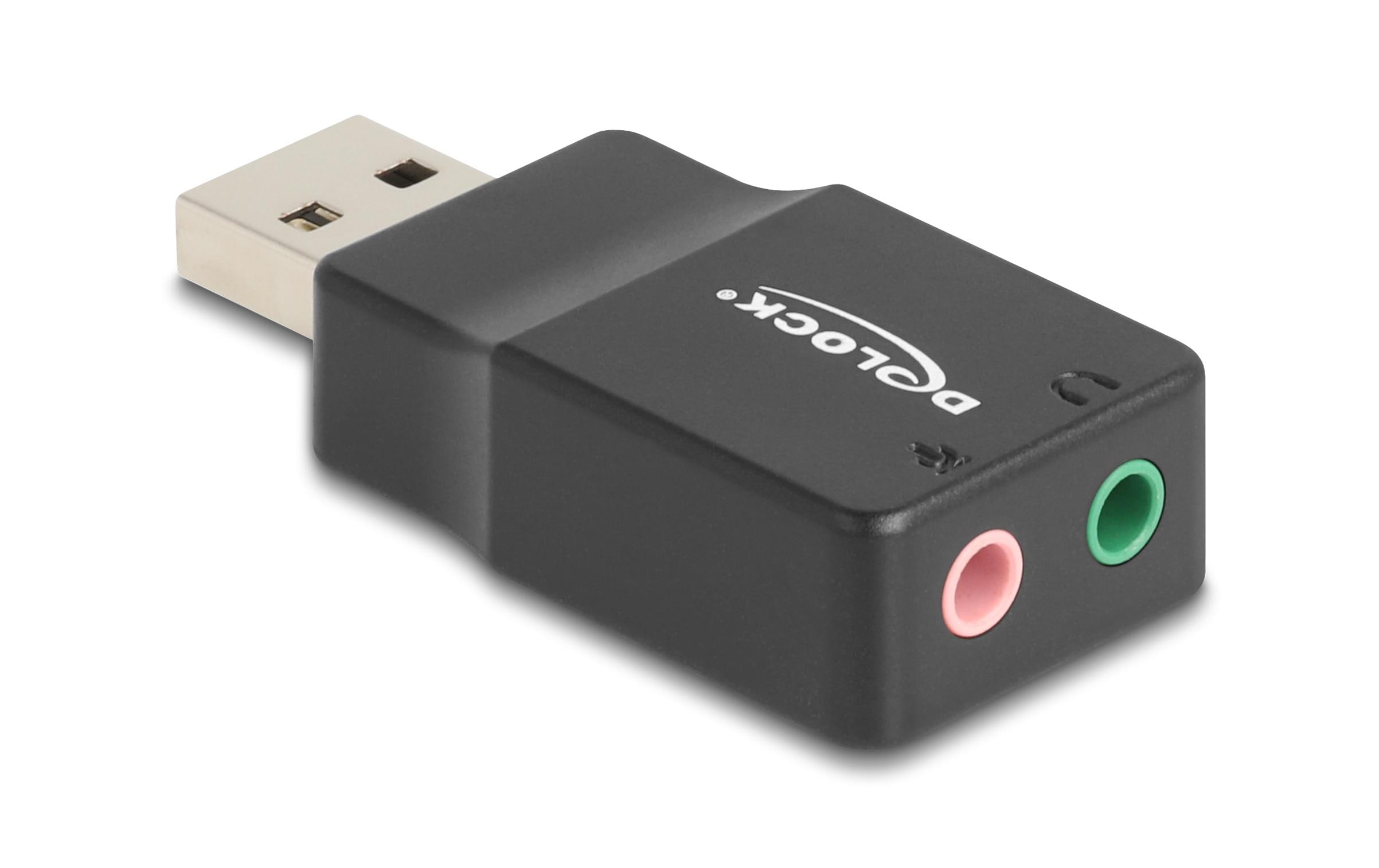Delock 66634 Externe USB Soundkarte USB 2.0 Typ-A auf 2 x 3,5 mm Klinke Schwarz