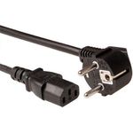 ACT Powercord LSZH mains connector CEE7/7 male (angled) - C13 black 5.00 m. Length: 5 m Powercord schuko-c13 lszh 5.0m (AK5213)