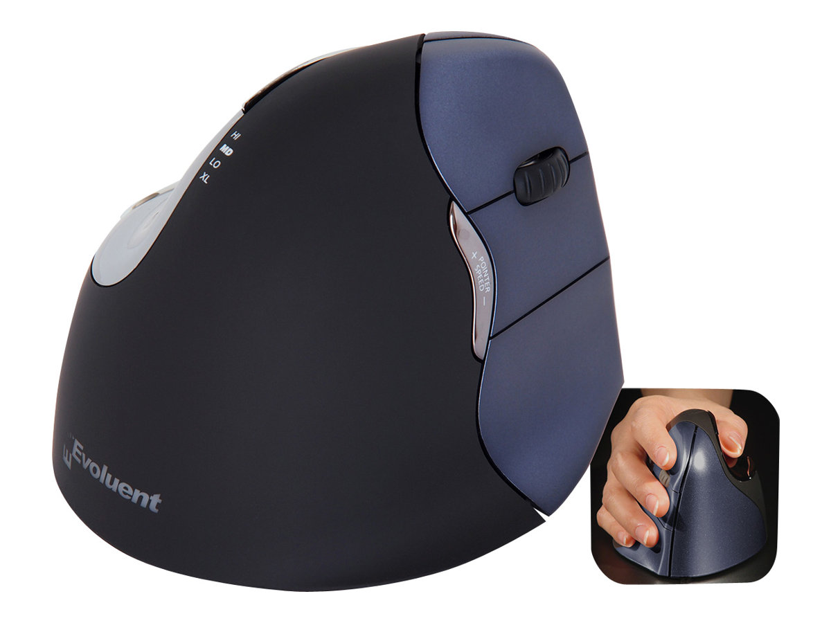 Evoluent VerticalMouse 4 Right 6 Tasten RF Wireless Schwarz, Grau