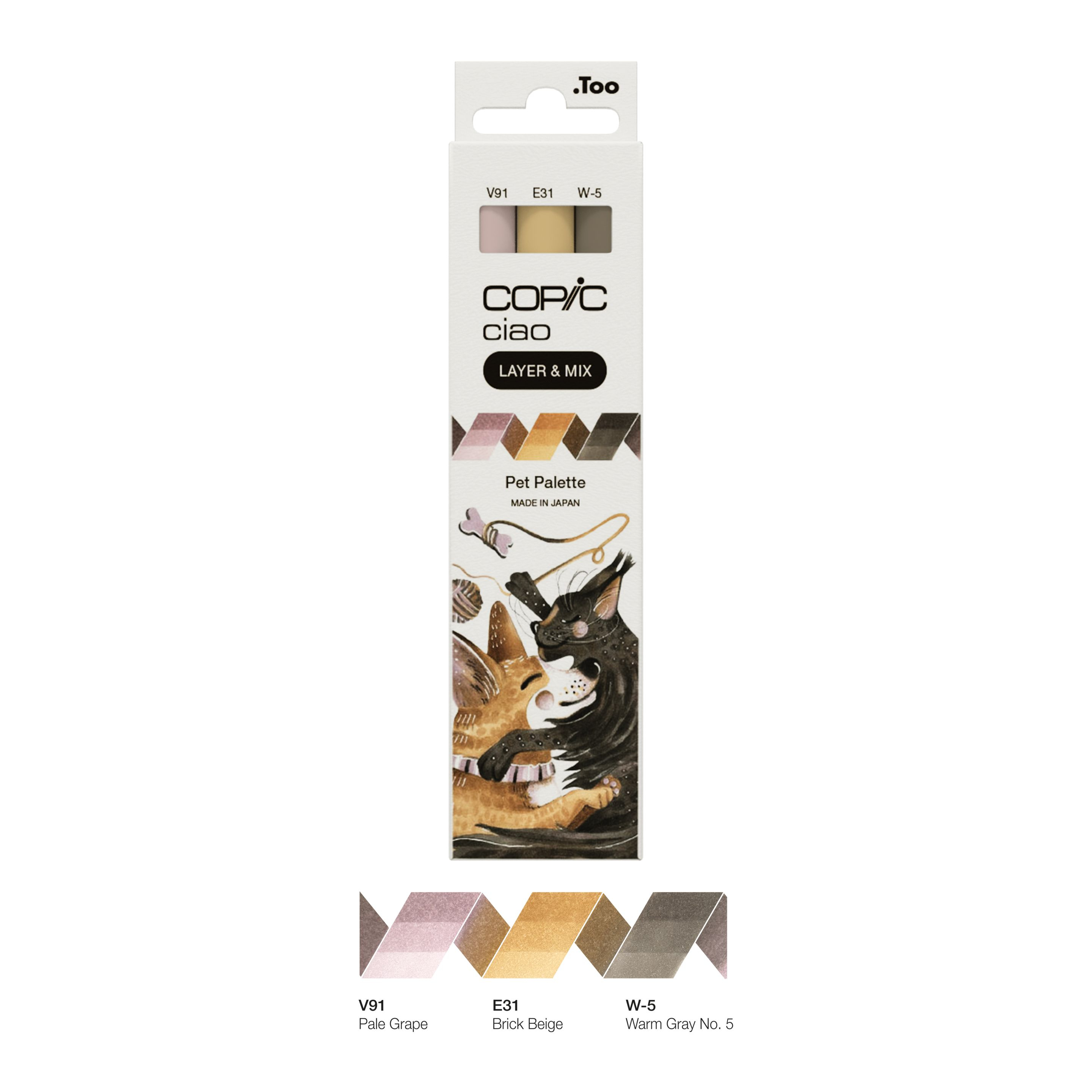 COPIC Ciao Pet Palette Layoutmarker-Set 6 mm Beige, Braun, Blasspink