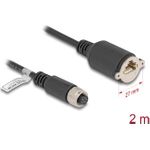 Delock M12 Kabel A-kodiert 8 Pin Buchse zu RJ45 zum Einbau Cat.5e FTP 2 m (80435)