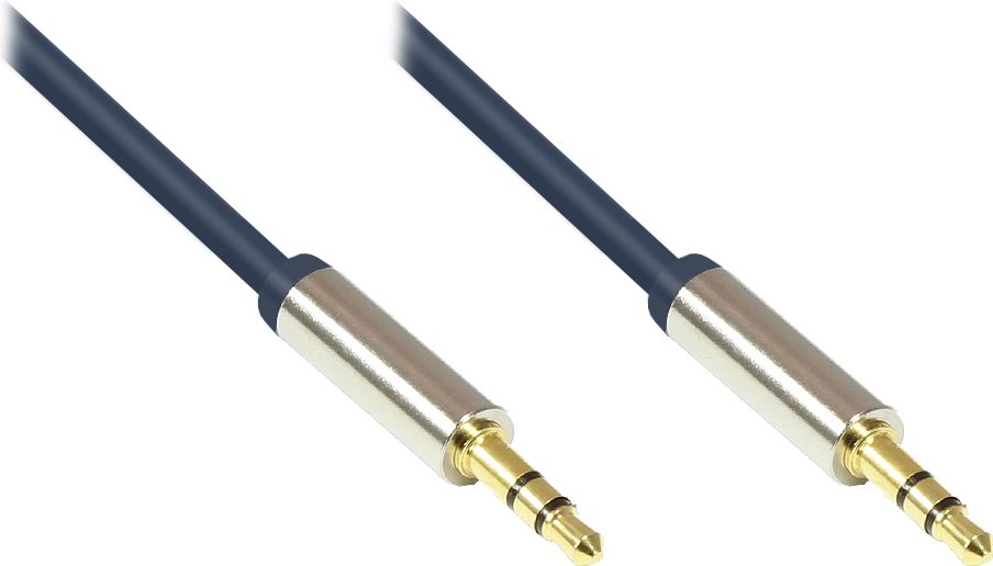 Audio Anschlusskabel High-Quality 3,5mm, 2x Klinkenstecker, Vollmetallgehäuse, dunkelblau, 3m, Good Connections (GC-M0042)