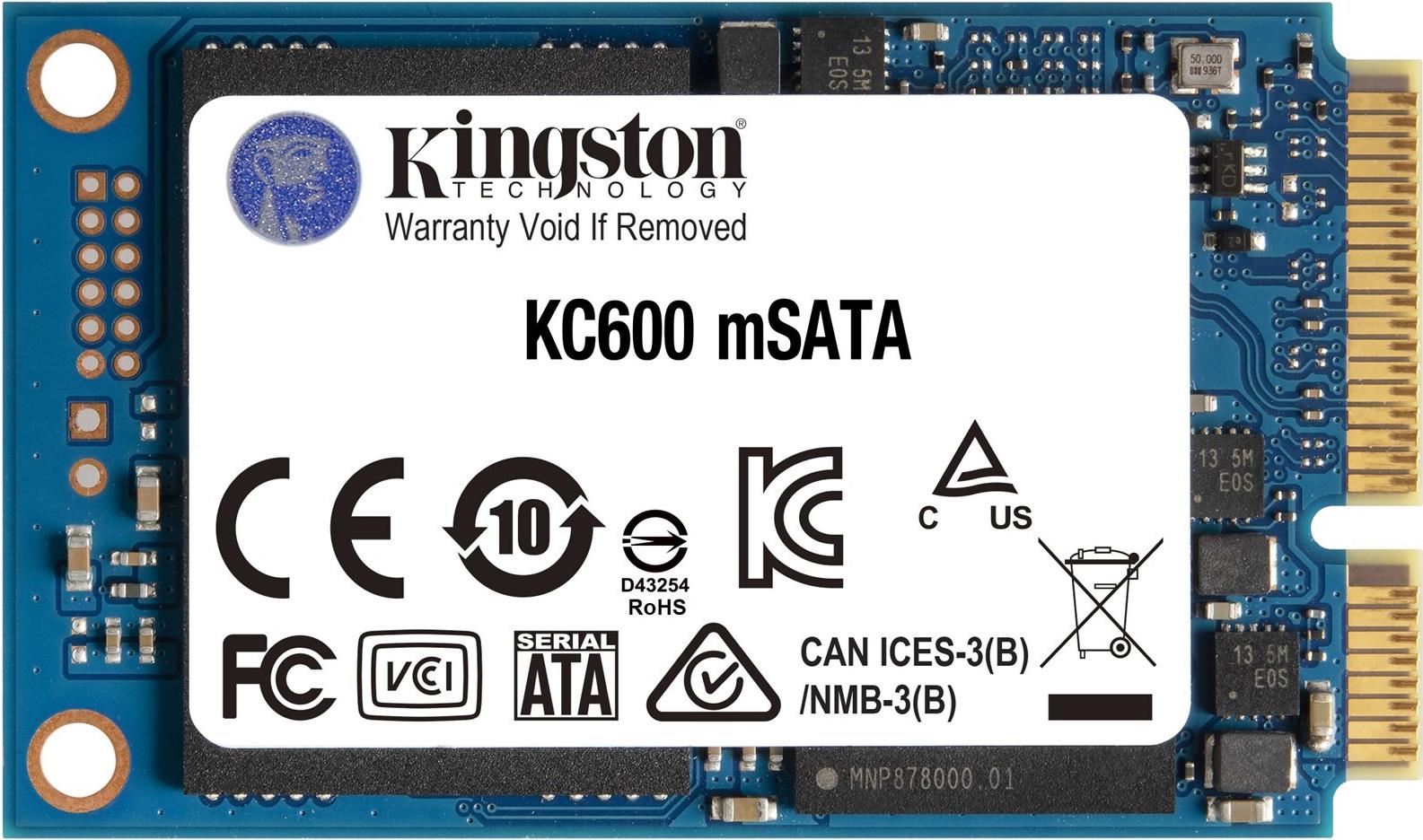 Kingston KC600 mSATA SSD 512 GB SATA 6Gb/s 3D TLC