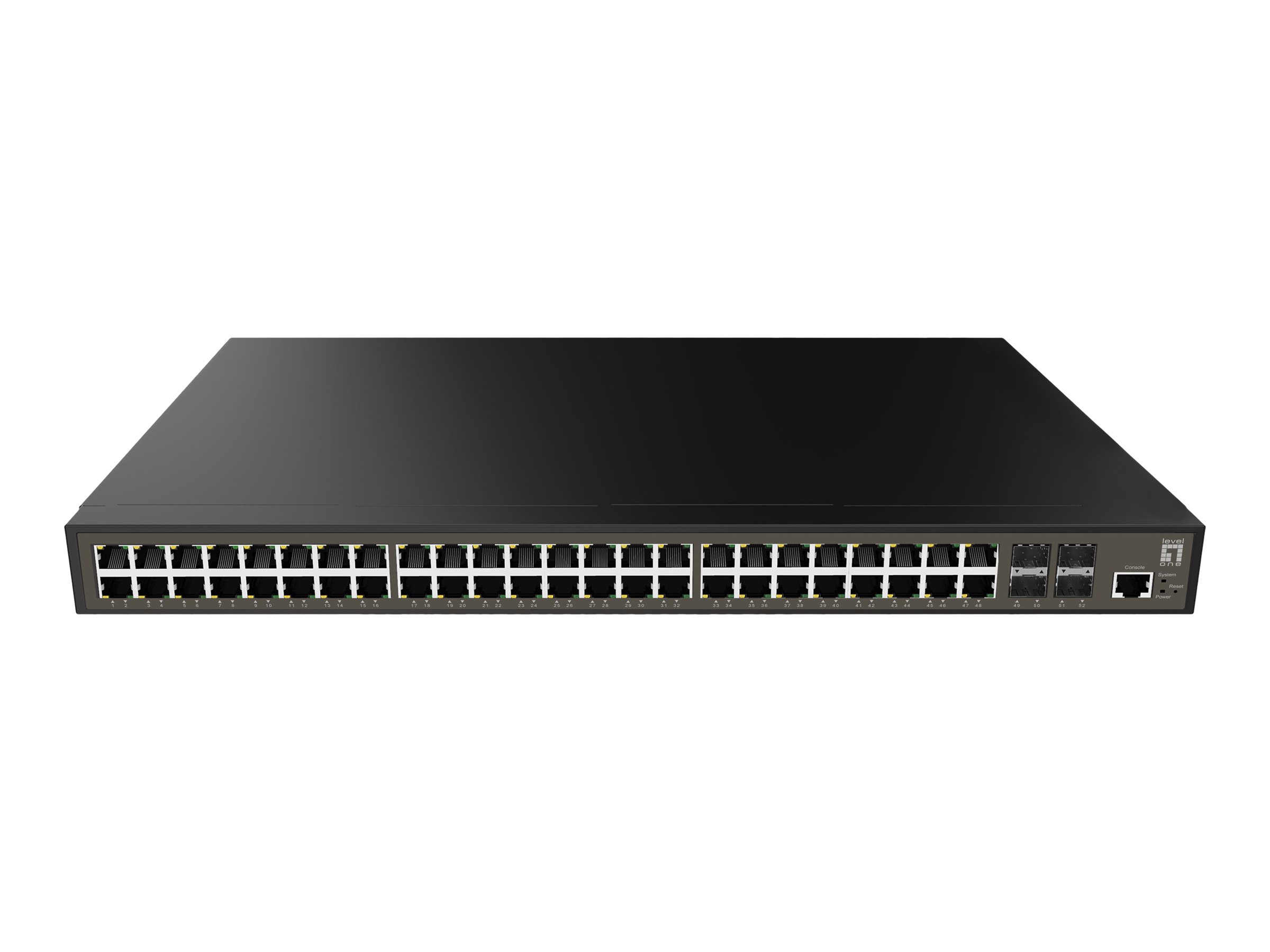 LevelOne GEL-5271 52-Port L2+ Managed Gigabit Switch, 48x RJ45 + 4x SFP, Schwarz