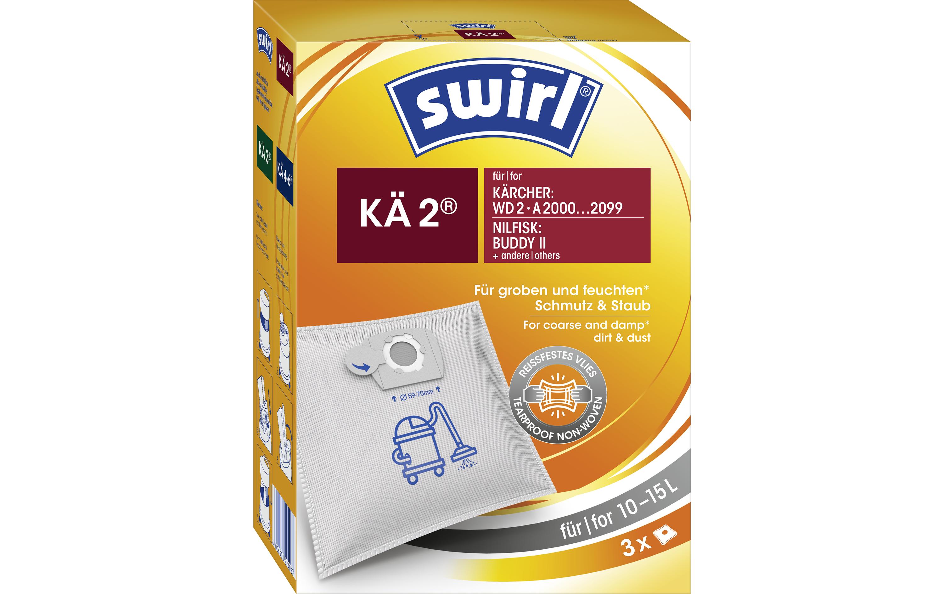 Melitta MELI Swirl KÄ 2 Staubbeutel für Nass-/Trockensauger Kärcher/Nilfisk 3 Stück Weiß