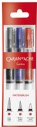 CARAN D'ACHE Aquarellpinselstift mit Wasserreservoir,3er Set Pinsel aus transparentem Kunststoff, Länge: 140 mm, mit - 1 Stück (115.303)