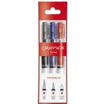 CARAN D'ACHE Aquarellpinselstift mit Wasserreservoir,3er Set Pinsel aus transparentem Kunststoff, Länge: 140 mm, mit - 1 Stück (115.303)