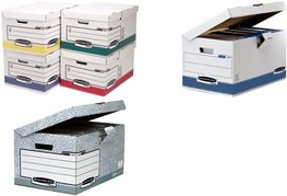 Fellowes Archiv-Klappdeckelbox Maxi Bankers Box, weiß/blau aus 100% recycelter Pappe, zu 100% wiederverwertbar, stapel-