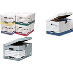Fellowes Archiv-Klappdeckelbox Maxi Bankers Box, weiß/blau aus 100% recycelter Pappe, zu 100% wiederverwertbar, stapel- - 1 Stück (1141501)