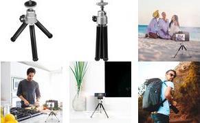 LogiLink Tragbares Mini-Stativ, höhenverstellbar, schwarz für Digitalkameras, Webcams, GoPros, Mikrofone & Smartphones - 1 Stück (AA0138)
