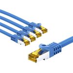 Goobay RJ45-Patchkabel CAT 6A S/FTP PiMF 500 MHz mit 7 Rohkabel 3 m blau 5er-Set (69392)