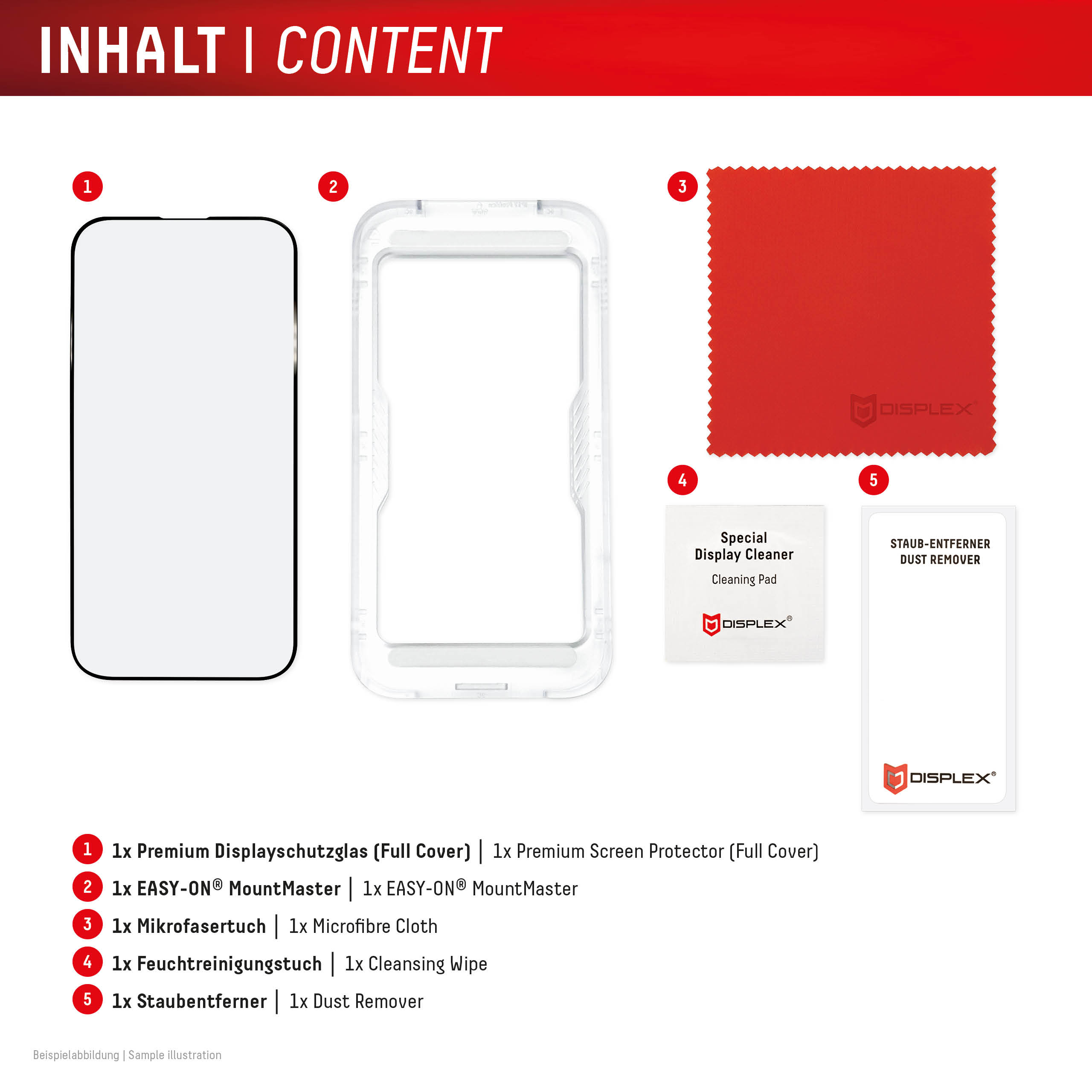 DISPLEX Premium Glass MountMaster Displayschutzglas gehärtetes Glas Full Cover für Apple iPhone 16e / 17e Transparent