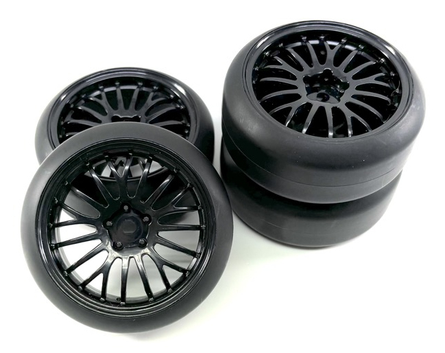 Absima 1:10 Drift Straßenmodell Kompletträder, 4 St., Schwarz