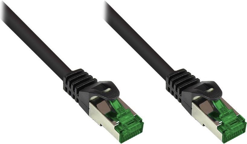 RNS® Patchkabel mit Rastnasenschutz, Outdoor (IP66), Cat.6A, S/FTP, PiMF, 500MHz, CU, schwarz, 100 m, Good Connections® (8062-H1000S) (geöffnet)