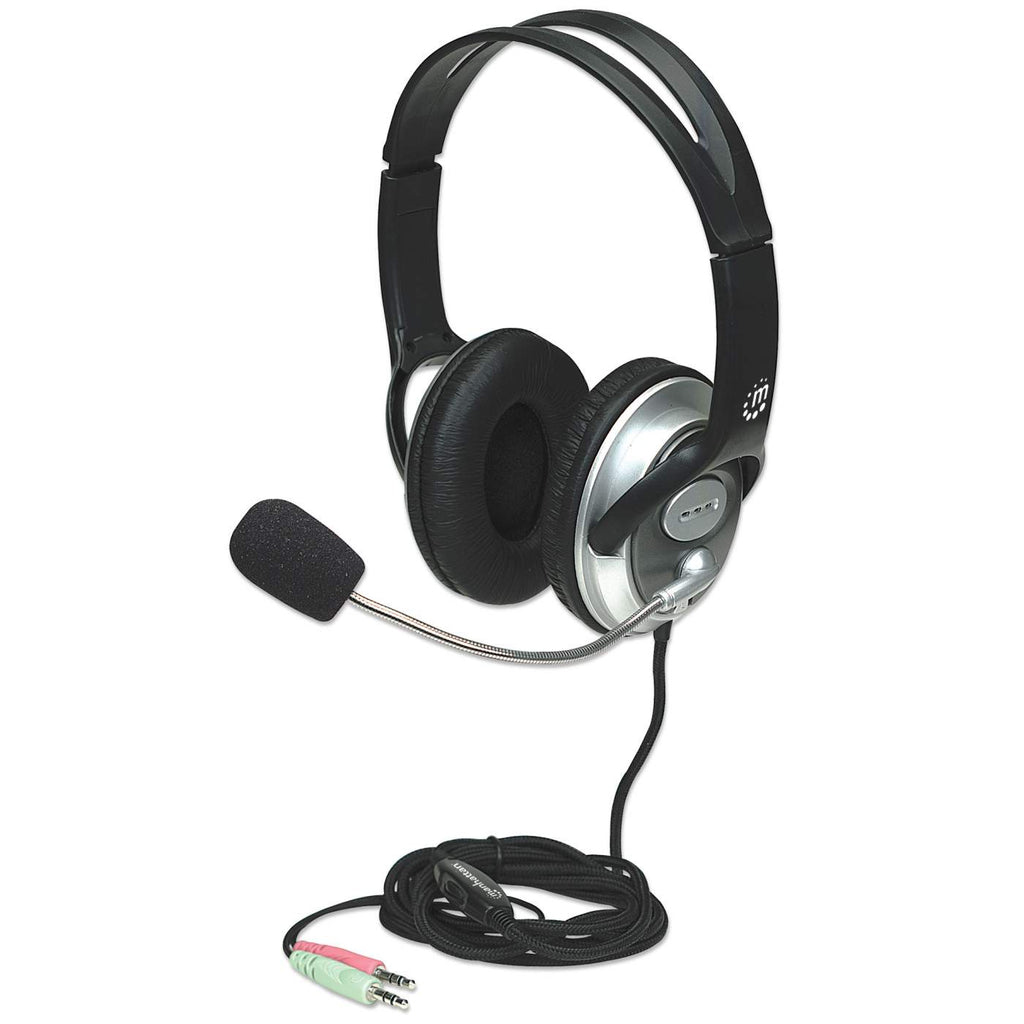 Manhattan Classic Stereo On-Ear Headset 3,5 mm Stecker Schwarz, Silber
