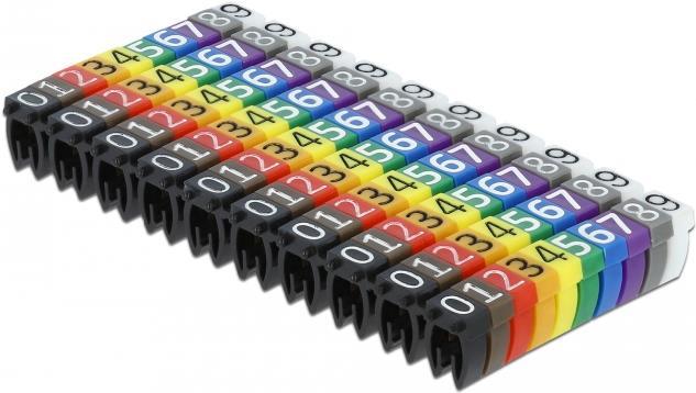 Delock Kabelmarker Clips 0-9 farbig 100-teilig (18304)