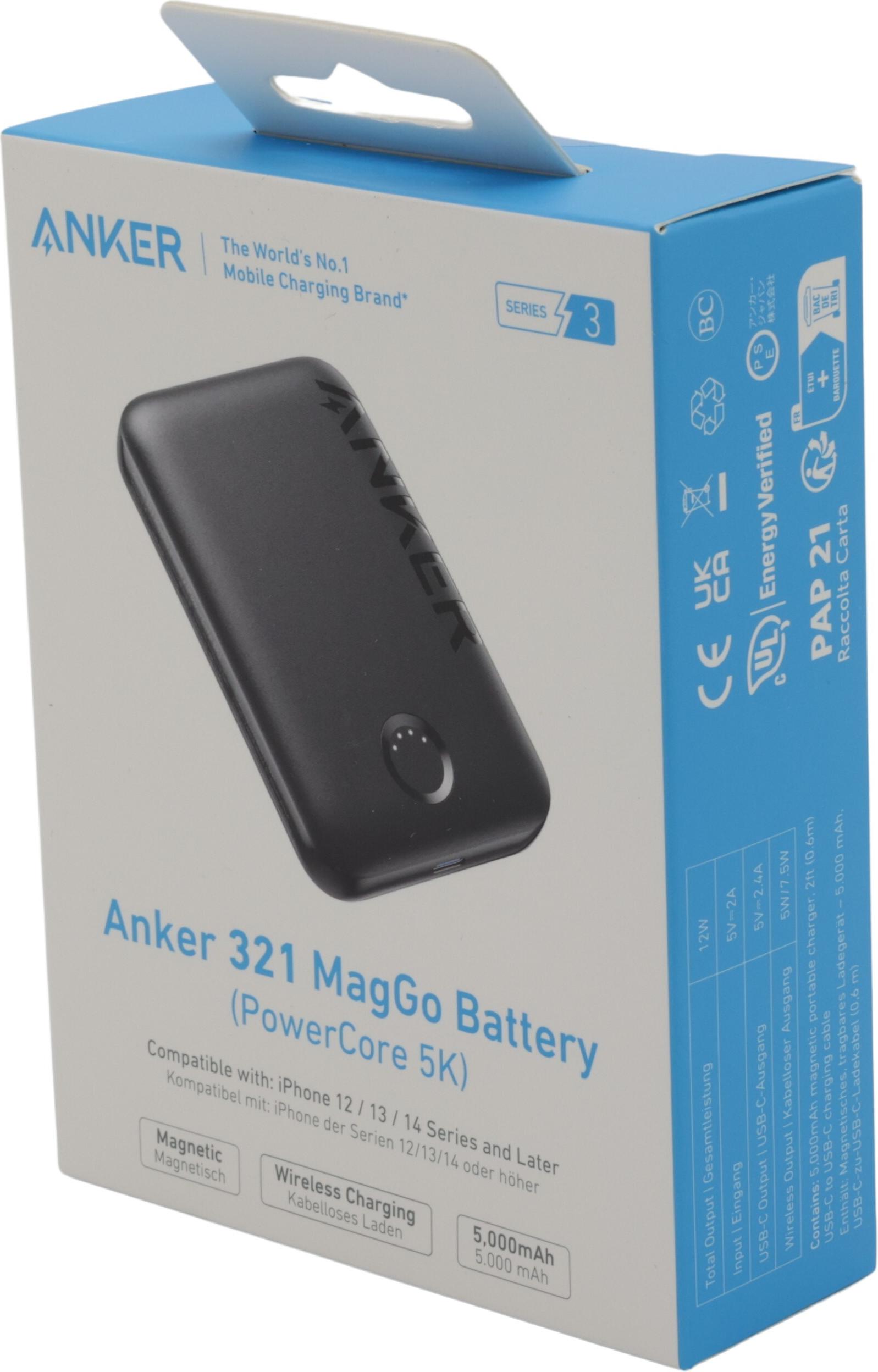Anker MagGo PowerCore 5000 Induktive Power Bank 5000 mAh 7.5 W USB-C Schwarz