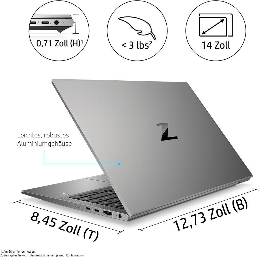 HP ZBook Firefly 14 G8 Intel i7-1165G7 35,6cm 35,60cm (14") FHD AG LED 16GB 1TB/SSD DSC WLAN BT FPS W10Pro64 3J Gar (DE) (2C9Q2EA#ABD)