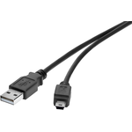 Renkforce USB 2.0 Kabel [1x USB 2.0 Stecker A - 1x USB 2.0 Stecker Mini-B] 0.15 m Schwarz UL-zertifiziert, vergoldete Steckkontakt (RF-4455804)