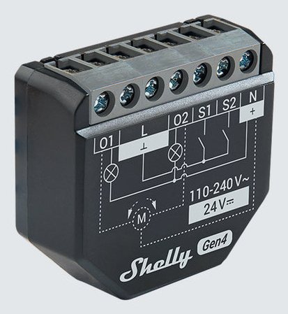 Shelly 2PM Gen4 Unterputz-Relais 2 Kanäle max. 16 A Messfunktion WLAN Schwarz