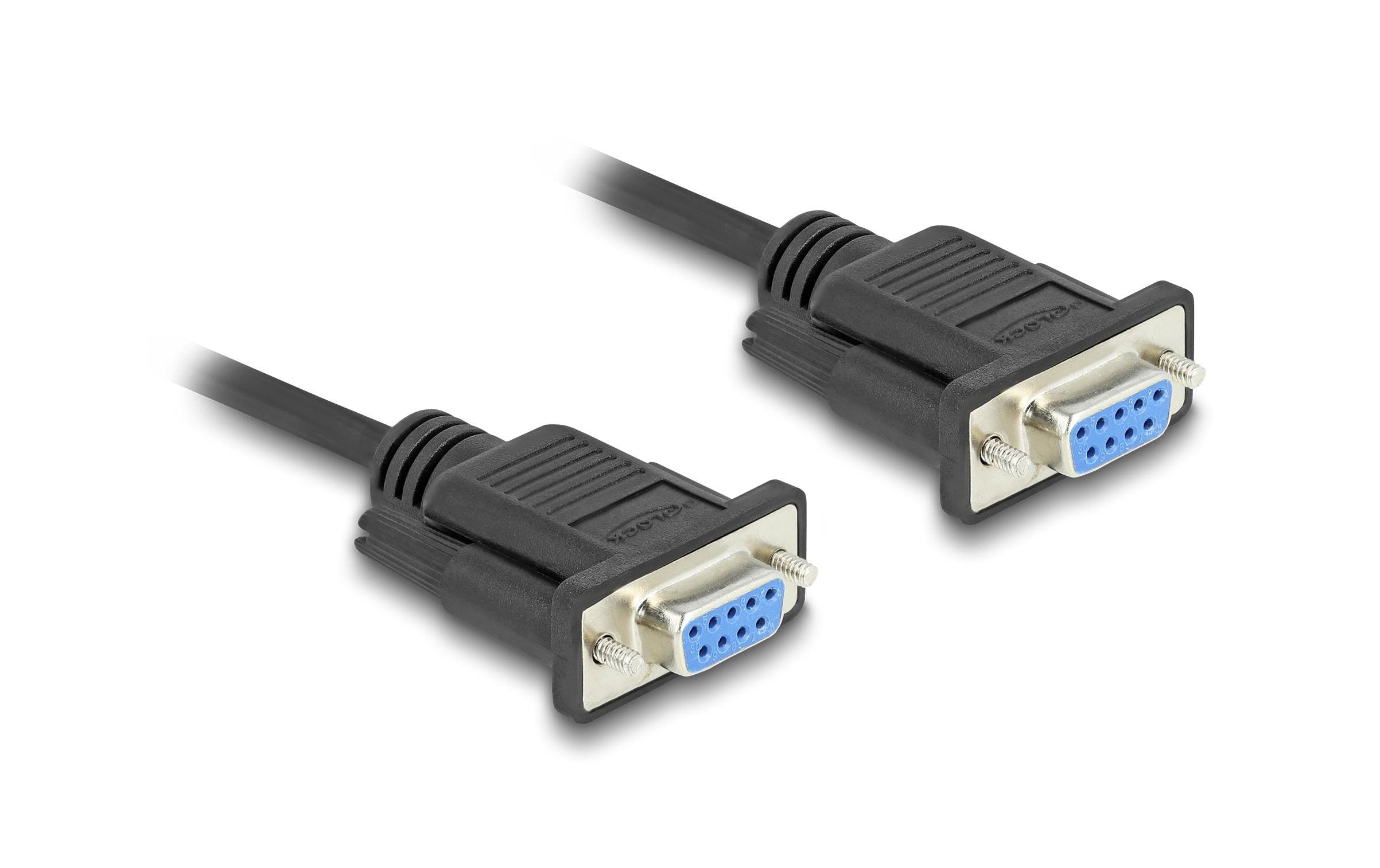 Delock Serielles RS-232-Kabel D-Sub 9-polig Buchse zu Buchse 1 m Schwarz