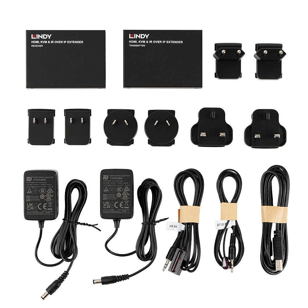 Lindy 39320 HDMI KVM & IR over IP Extender, bis 150 m über CAT 6, Schwarz