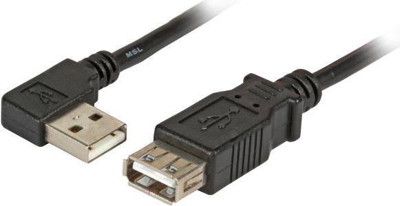 TECLINE USB 2.0 Kabel St. A linksgewinkelt - Bu A, schwarz, 0,5m