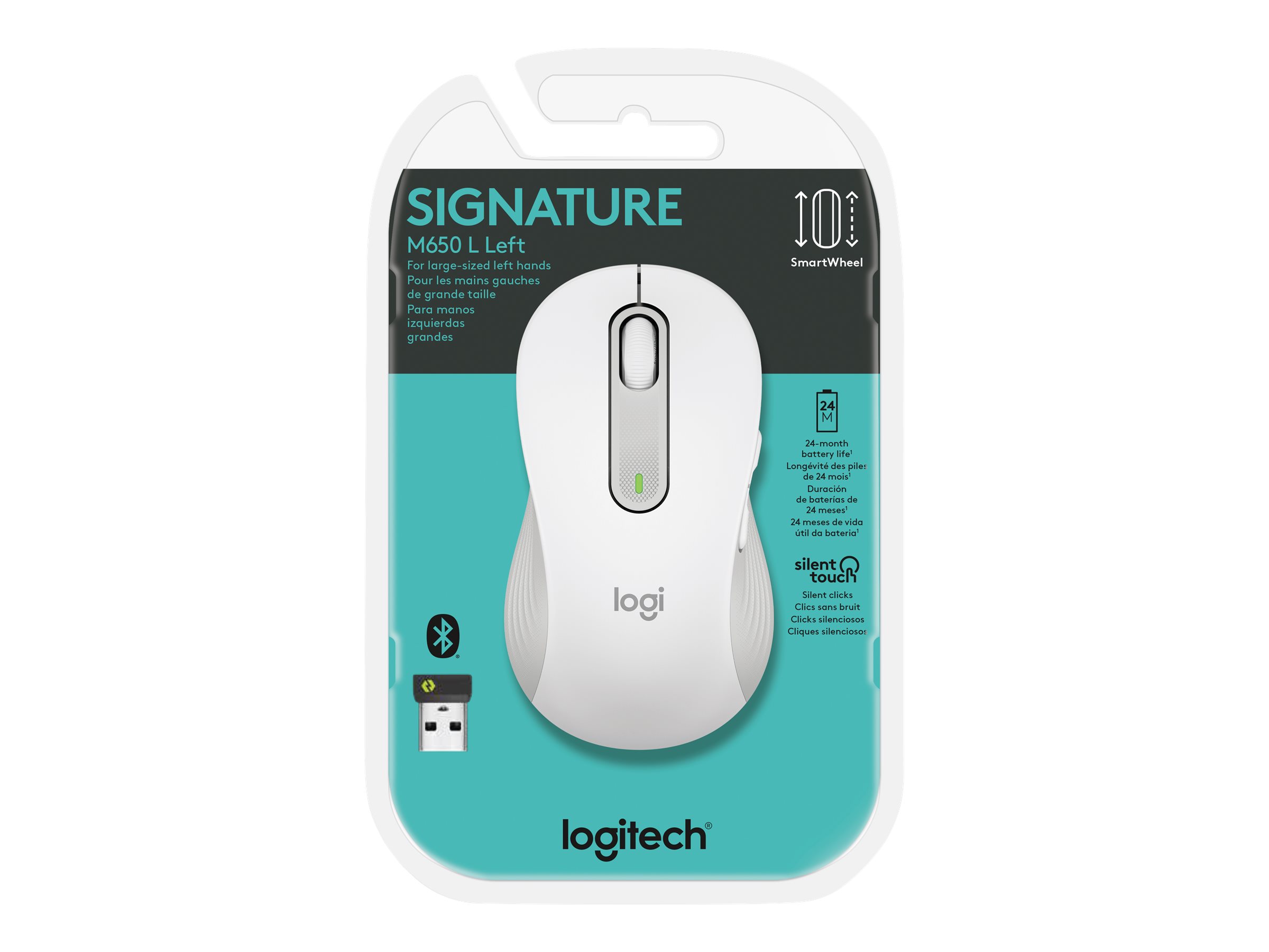 Logitech Signature M650 Large Maus 5 Tasten Bluetooth 2.4 GHz Off-White