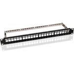 Helos 19“ Modulträger Keystone 1 HE 24 Port Entlastungsschiene schwarz (371980)