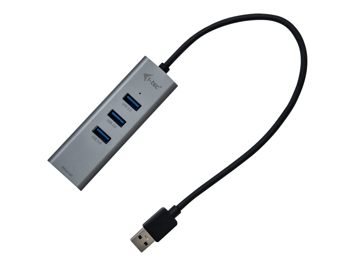 i-Tec USB 3.0 Metal 3-Port Hub mit Gigabit Ethernet Adapter Space-grau