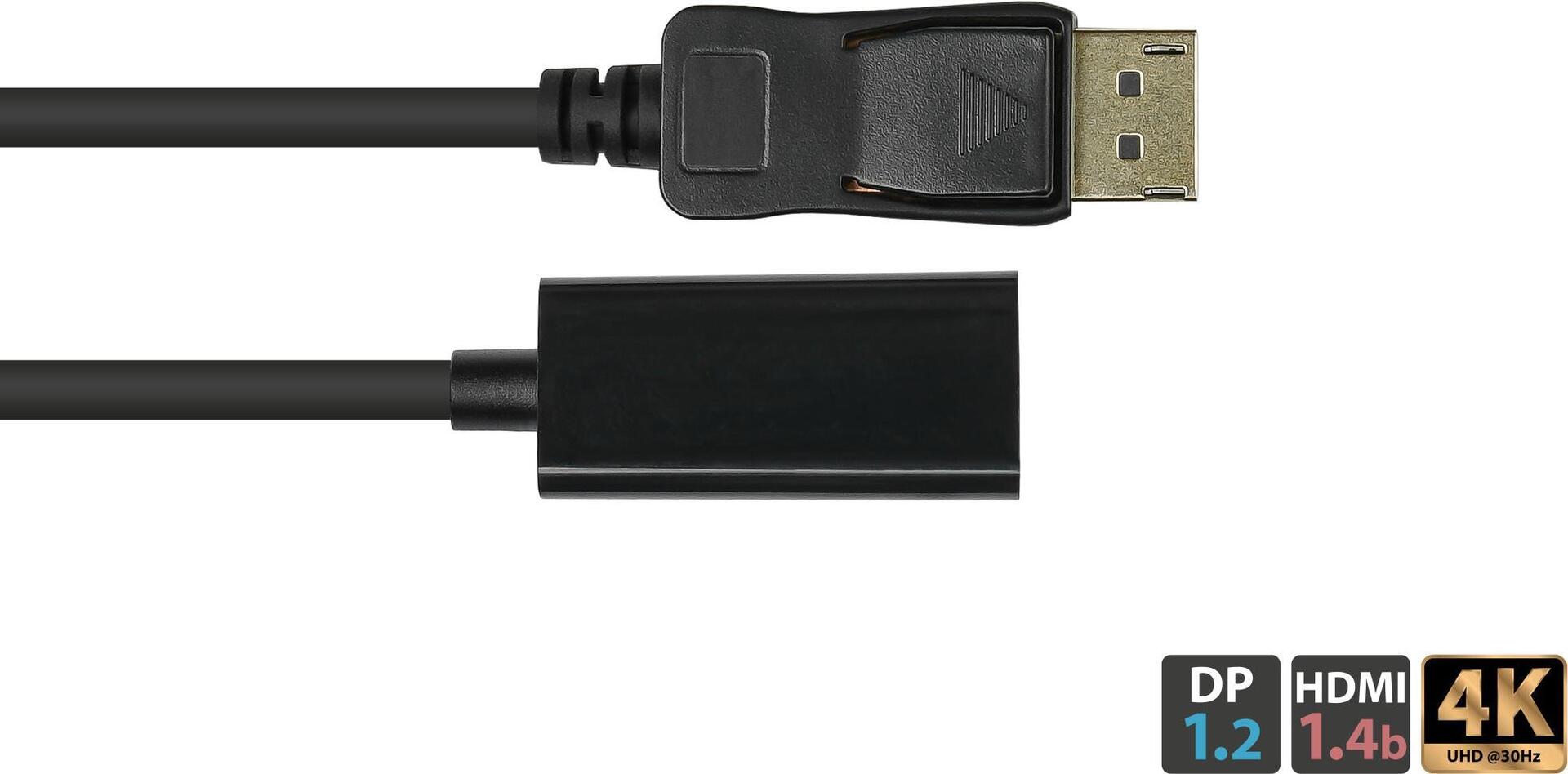 Adapter DisplayPort 1.2 Stecker an HDMI 1.4b Buchse, 4K @30Hz, vergoldete Kontakte, ca. 20cm, Good C (DP-AD08)