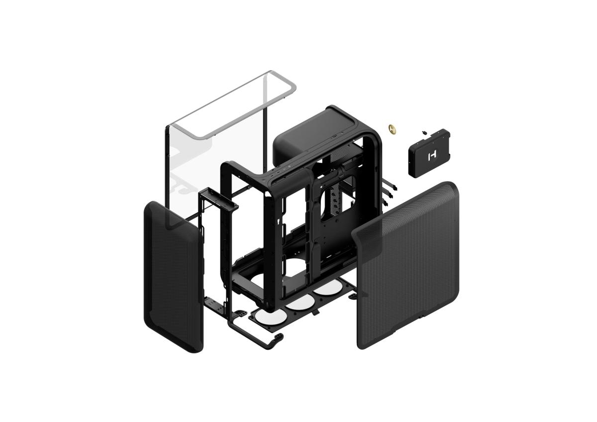 HYTE X50 Midi Tower Gehäuse E-ATX Gehärtetes Glas Pitch Black