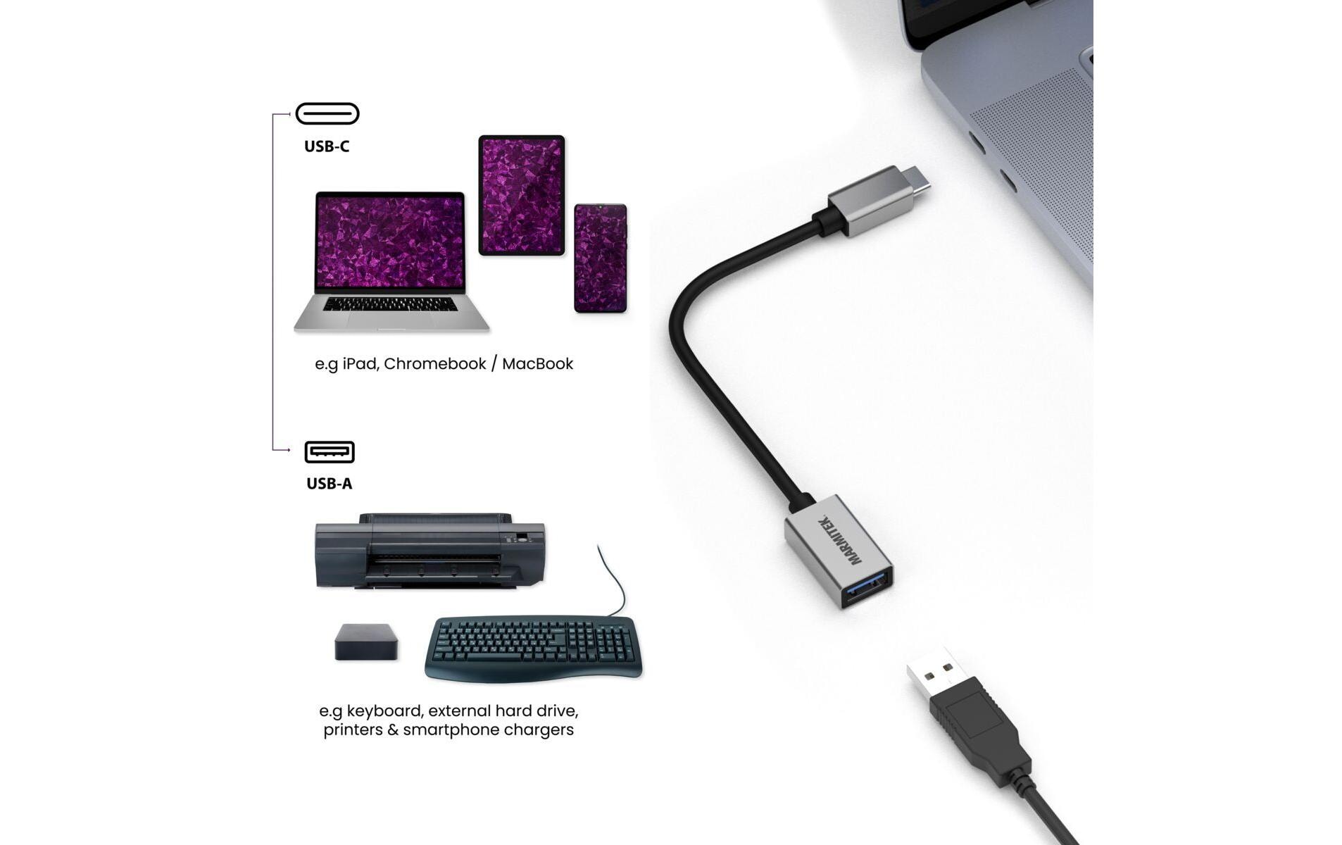 Marmitek 08375 USB-Adapter 0,15 m USB 3.2 Gen 1 USB-C auf USB-A Schwarz - Silber