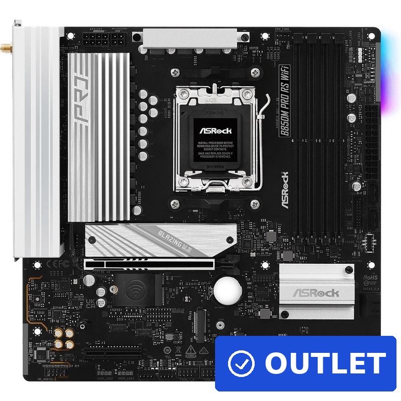 ASRock B850M Pro RS WiFi Mainboard AM5 mATX DDR5 HDMI/DP Schwarz (90-MXBR7-A0UAYZ) (geöffnet)