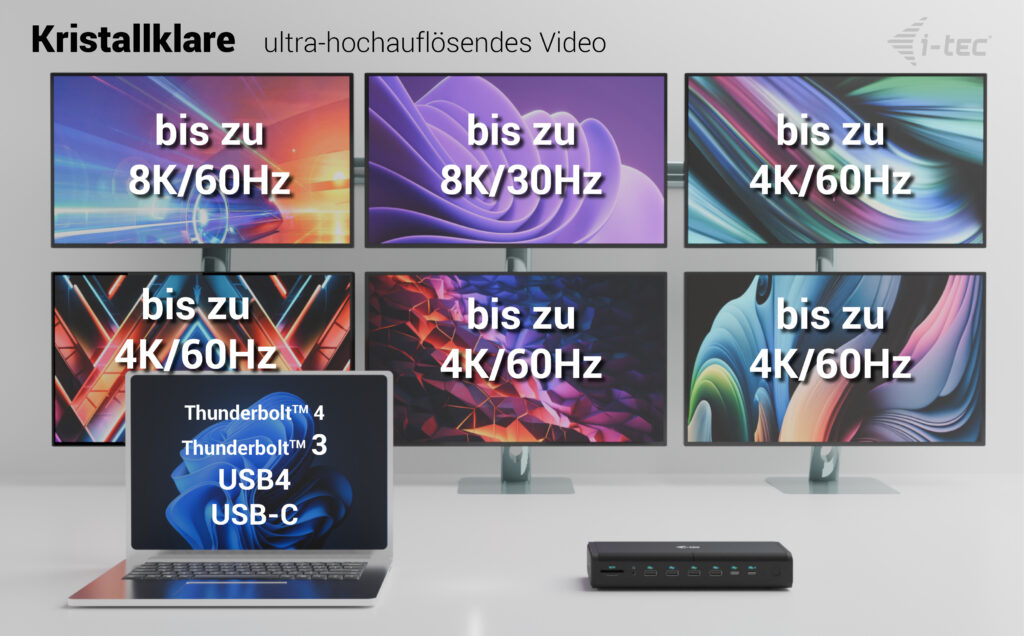 i-Tec CA6MONITORDOCKPD Thunderbolt 4 Dockingstation 2x HDMI 2x DP Schwarz