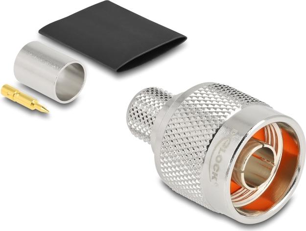 Delock N Stecker zum Crimpen LMR 400mit passendem Schrumpfschlauch (91768)